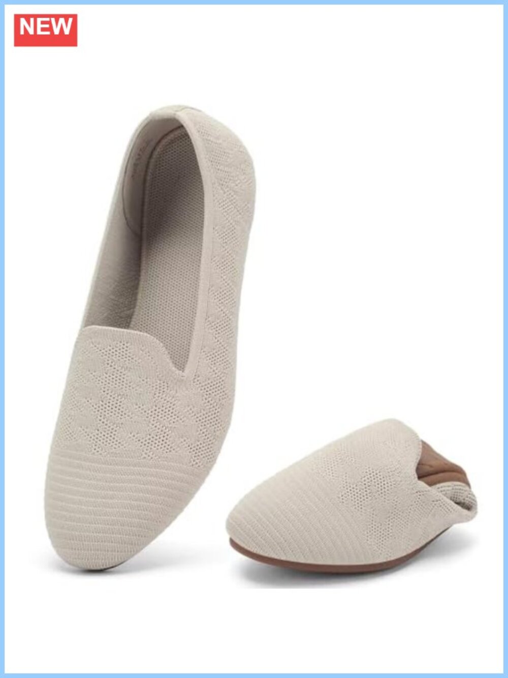 Women's Round Toe Knit Ballet Flats Casual Slip-On Comfort Shoe